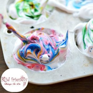 How To Dye Easter Eggs With Shaving Cream (or Whipped Cream) - What a fun way to dye Easter Eggs with kids. Love the different swirl patterns - www.kidfriendlythingstodo.com