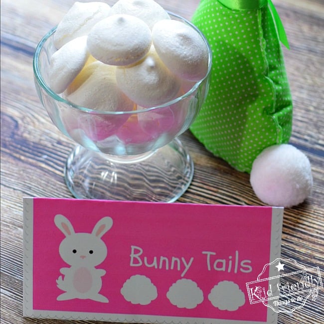Free Printable and Lemon Meringue Bunny Tail Cookie Recipe for a fun Easter, spring or summer treat! www.kidfriendlythingstodo.com fun food idea for kids