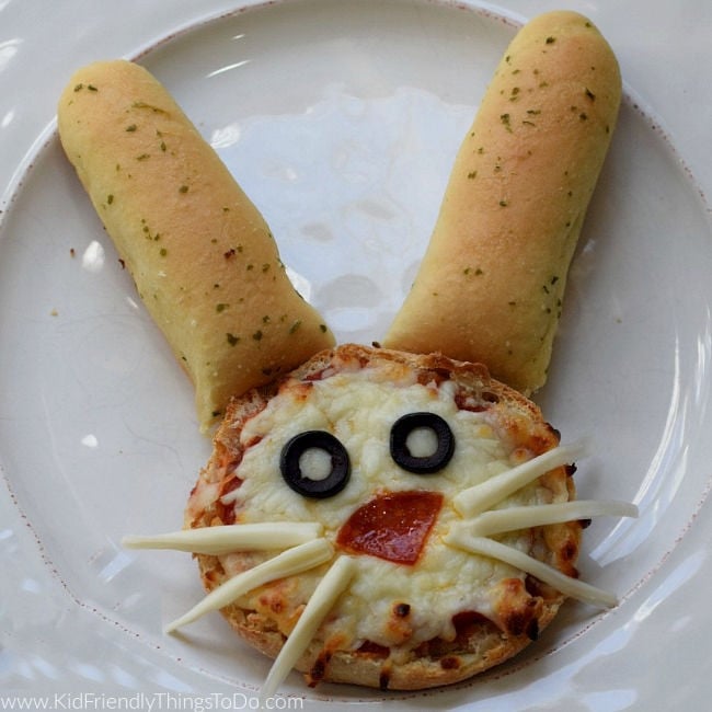 English Muffin Bunny Pizza for a Kid Friendly Fun Food Treat