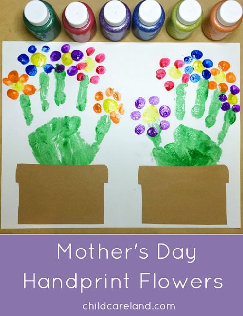 Mother's Day handprint flowers in pot craft