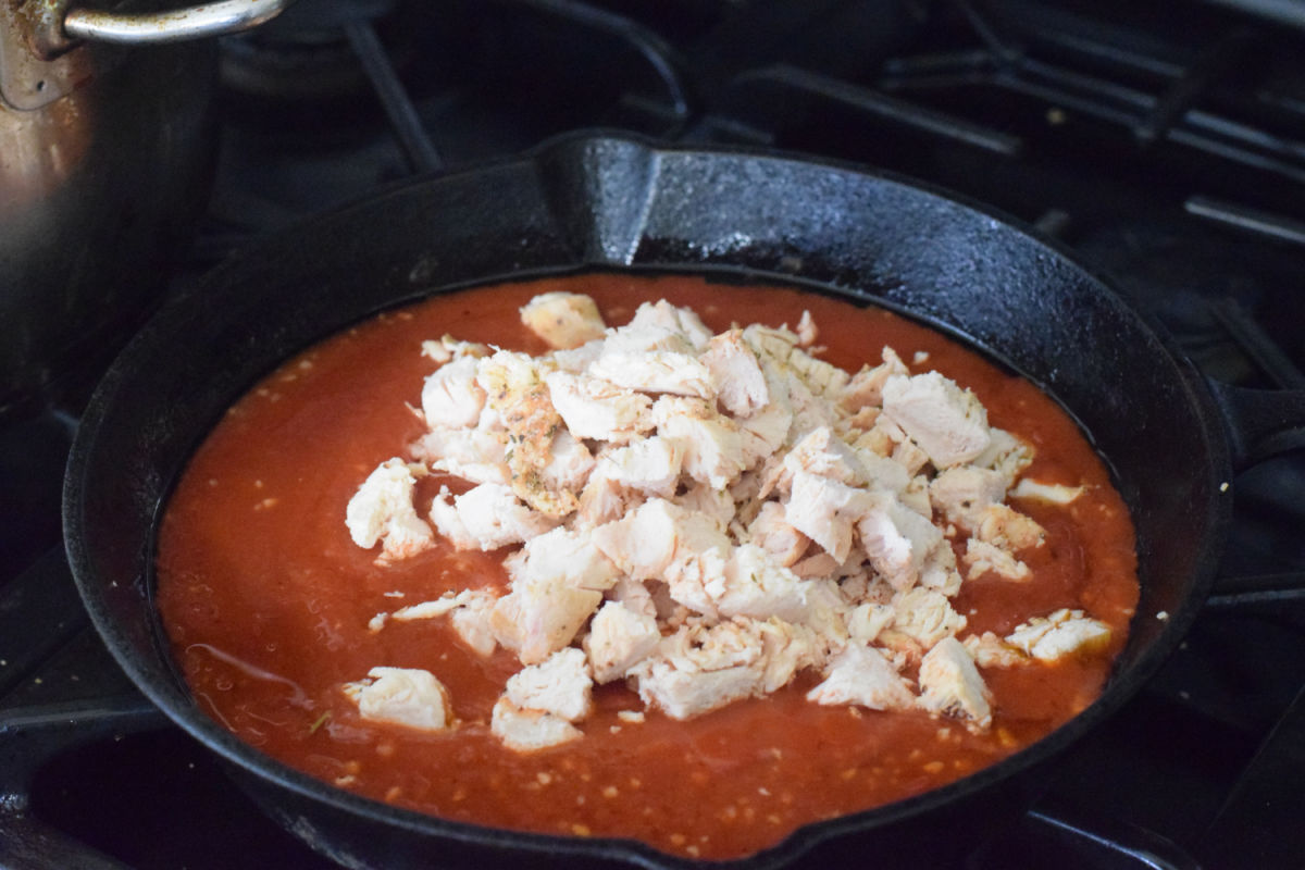 red sauce with chicken for baked chicken burrito