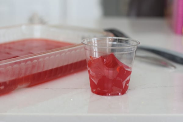 Jello cubes in cups 