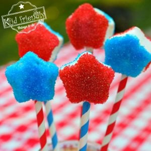 Easy Red, White and Blue Patriotic Star Marshmallow Pops for Kids