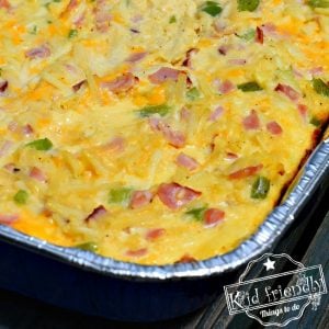 Cheesy Western Skillet with Hash Browns and Ham Breakfast Casserole {Make Ahead} | Kid Friendly Things To Do