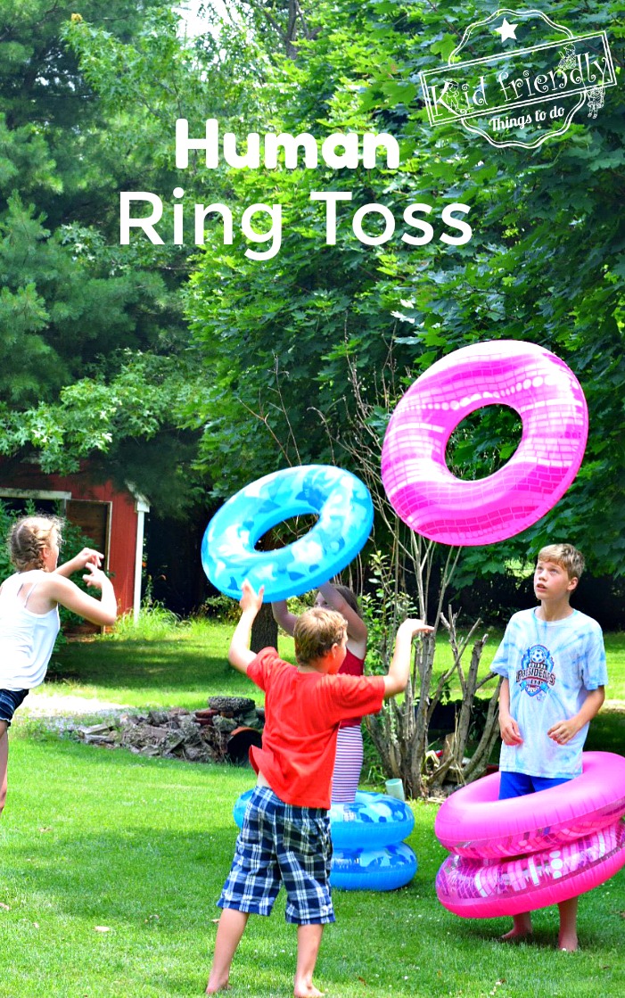Human Ring Toss Game - A Fun and Easy Summer Outdoor Game for Kids and Adults - DIY game for the backyard or even indoors - Would also make a great Minute To Win It game! www.kidfriendlythingstodo.com