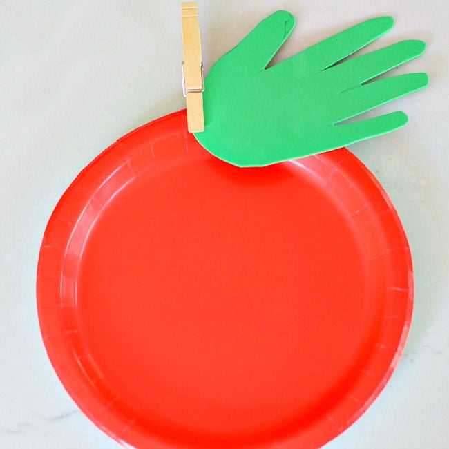 Simple Paper Plate & Handprint Apple Craft