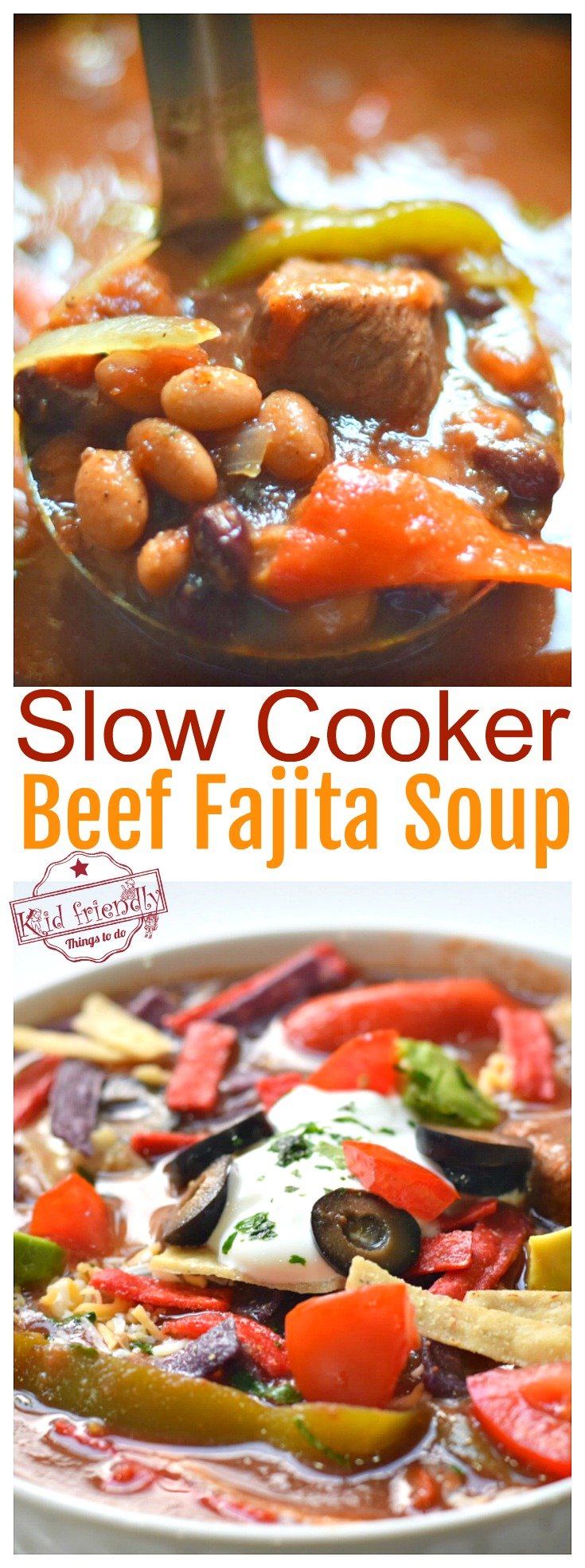 Easy and Delicious Slow Cooker Beef Fajita Soup Recipe - Healthy Beef Stew Meat Crockpot Recipe - www.kidfriendlythingstodo.com