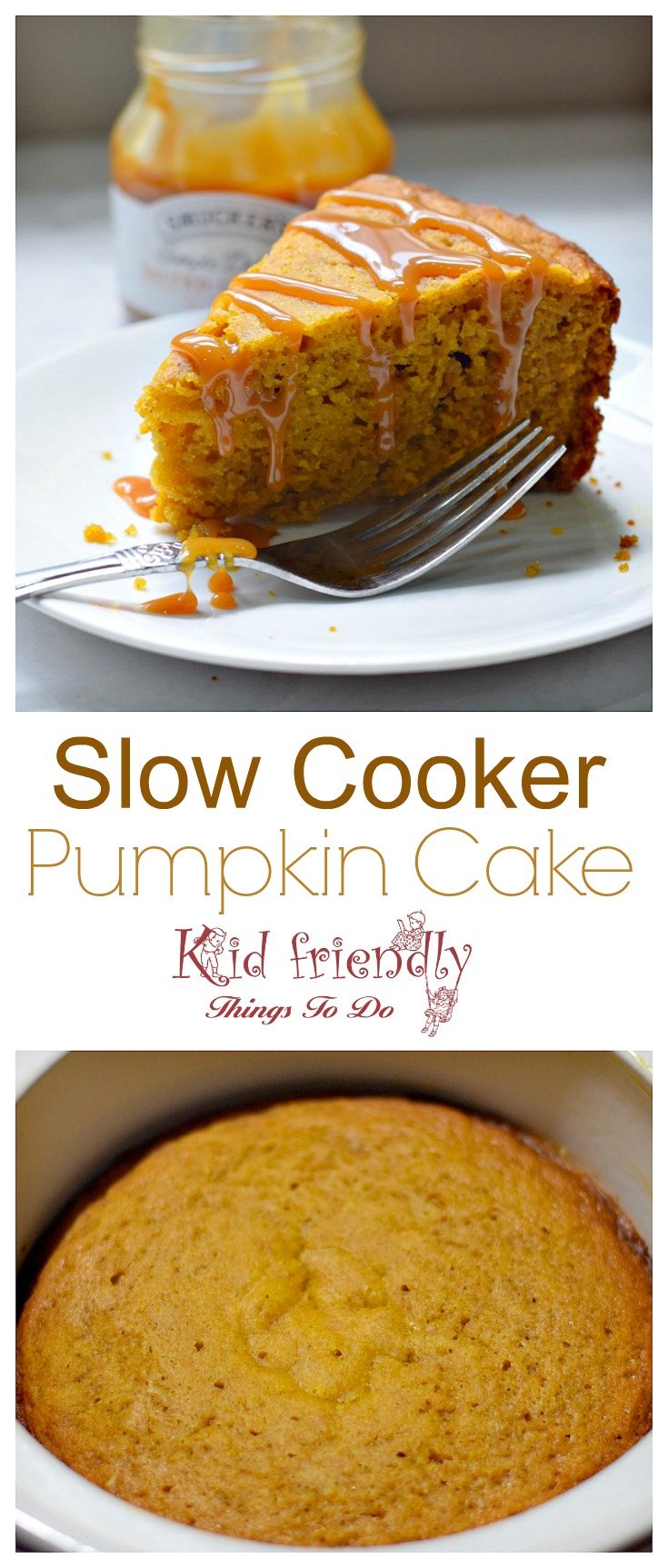 Moist and Delicious Slow Cooker Pumpkin Cake Recipe - Perfect for fall or anytime! Easy to make in the Crock-pot - www.kidfriendlythingstodo.com