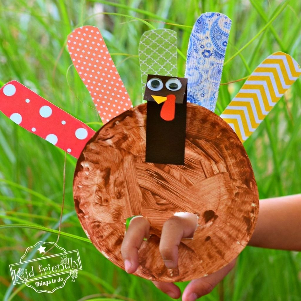 Make A Paper Plate Turkey Puppet for a Thanksgiving Craft with Kids - Homemade & Adorable. For Preschool kids & older kids too -www.kidfriendlythingstodo.com