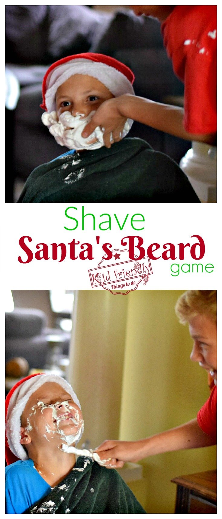 Shave Santa's Beard Christmas Game for Kids, Teens, and Family to play - Great Minute to Win It Game - Funny game for parties. www.kidfriendlythingstodo.com