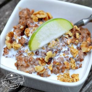Slow Cooker Apple and Granola Breakfast Cobbler Recipe - Amazing overnight delicious and easy recipe that's healthy too! www.kidfriendlythingstodo.com