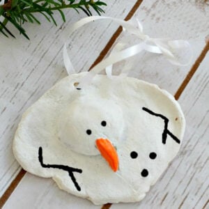 A DIY Melted Snowman and Candy Cane Salt Dough Ornament Idea and Recipe for Christmas