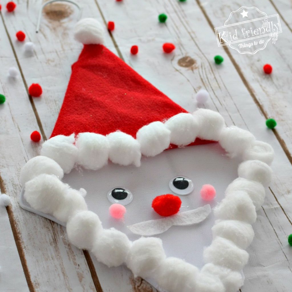 Make A Cute Santa Claus Out of A Coat Hanger! - Easy Kid's or Preschool Craft for Christmas - Adorable - Hang it up for Christmas Cheer! www.kidfriendlythingstodo.com