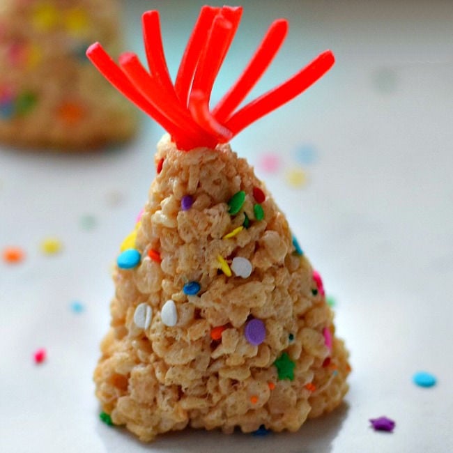 New Year's Eve Rice Krispies Treat Party Hats