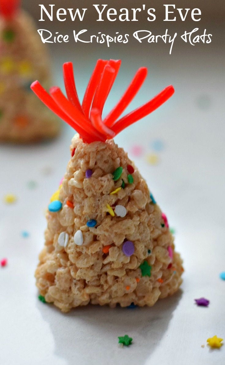 New Year's Eve Rice Krispies Treat Party Hats