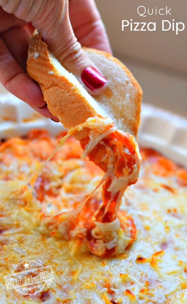 Classic Quick and Easy Hot Pizza Dip Recipe With Cream Cheese - Perfect appetizer for game days, holidays and crustless pizza fixes - www.kidfriendlythingstodo.com