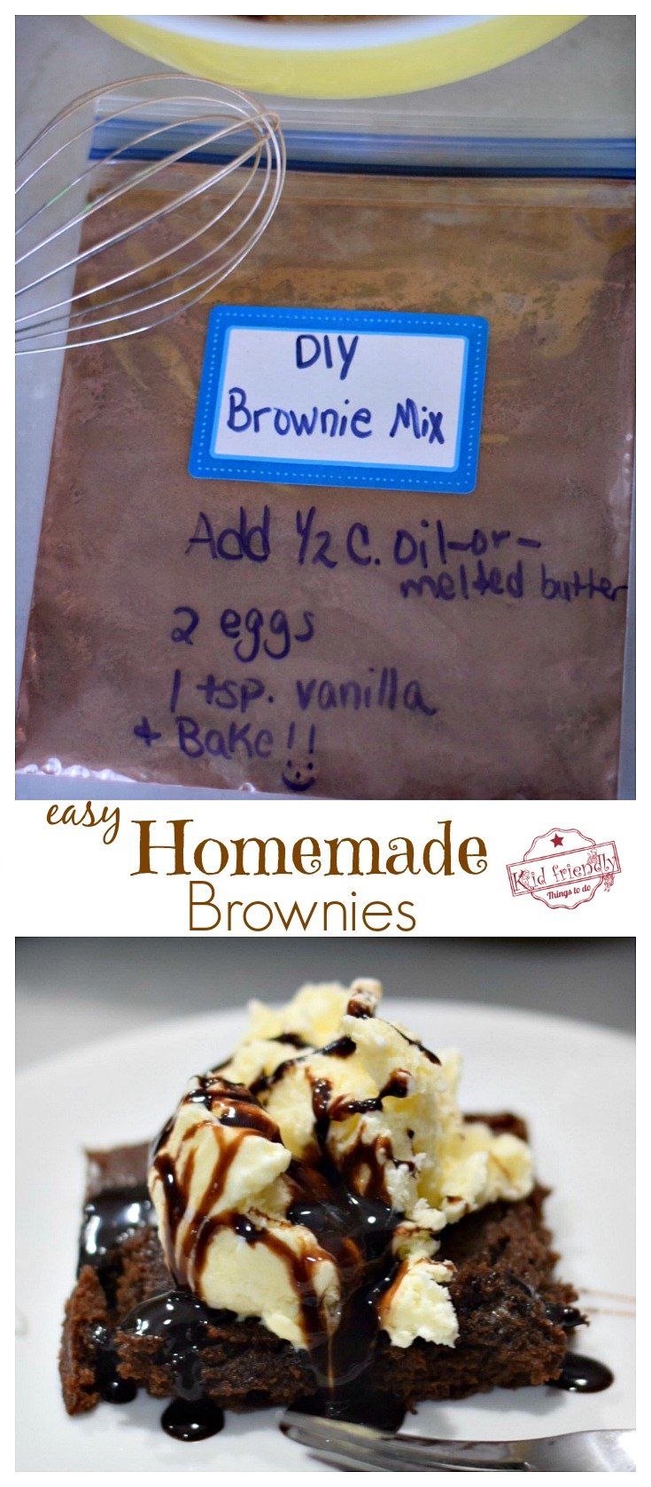 Easy Homemade Brownies Recipe - Make your own Easy Brownie Mix with a few simple ingredients. These are the best! Never buy boxed brownies again! - www.kidfriendlythingstodo.com