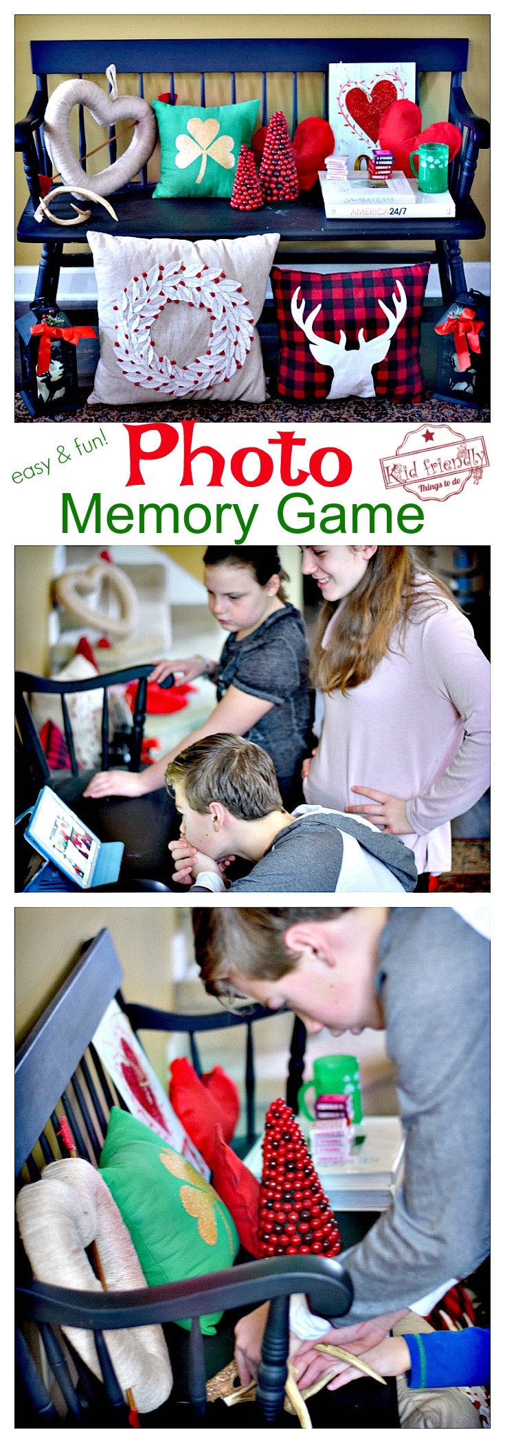 Photo Memory Game for Kids, Teens & Adults! My family LOVES this game! Fun CHEAP & Easy Game For All - Teams have to work together to win! Perfect anytime or for any holiday - Valentine's Day, Easter, Christmas, Halloween, Thanksgiving...Great family game to play together. www.kidfriendlythingstodo.com 