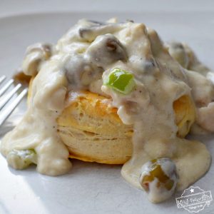 An Easy and Delicious Recipe for Chicken Ala King Over Biscuits - This recipe comes from an old church cookbook and is absolutely AMAZING! www.kidfriendlythingstodo.com