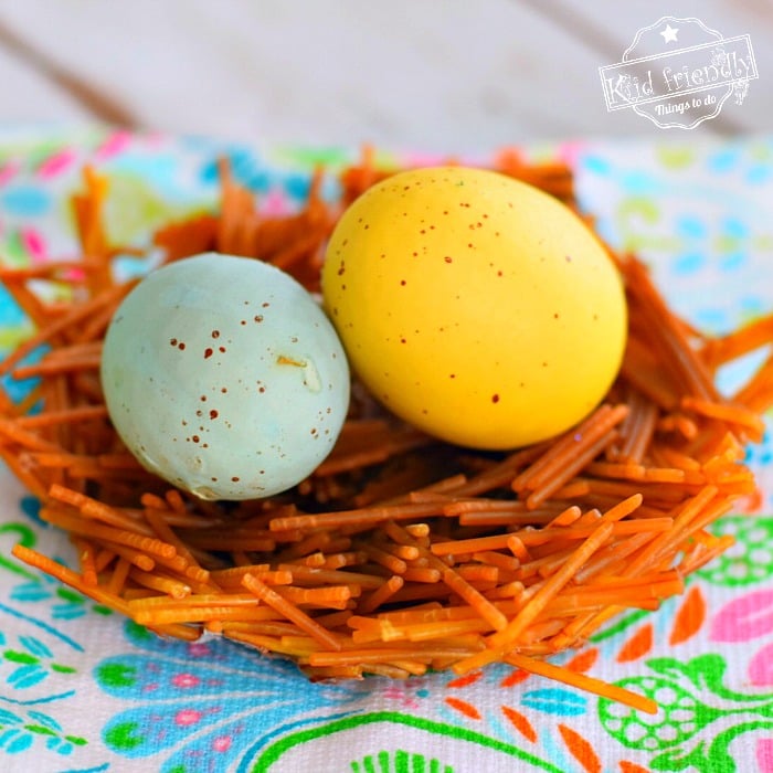 Spaghetti Noodle Spring Bird Nest Craft for Kids To Make
