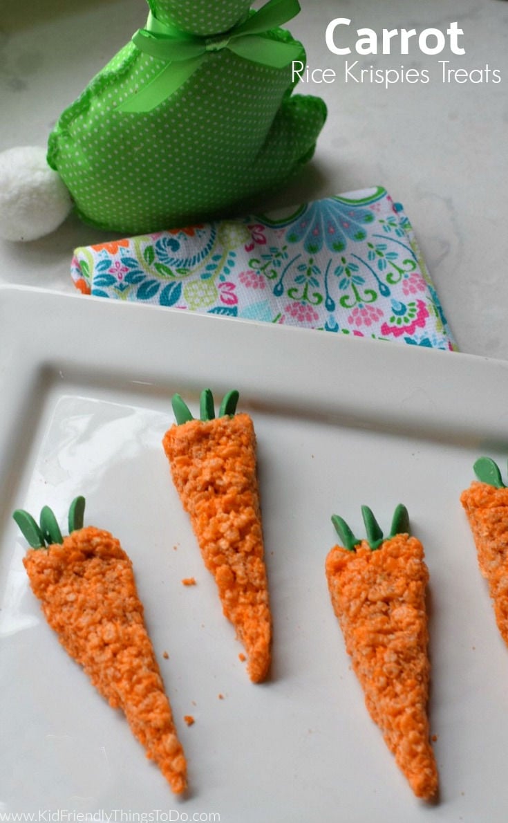 carrot shaped Easter rice krispies treats