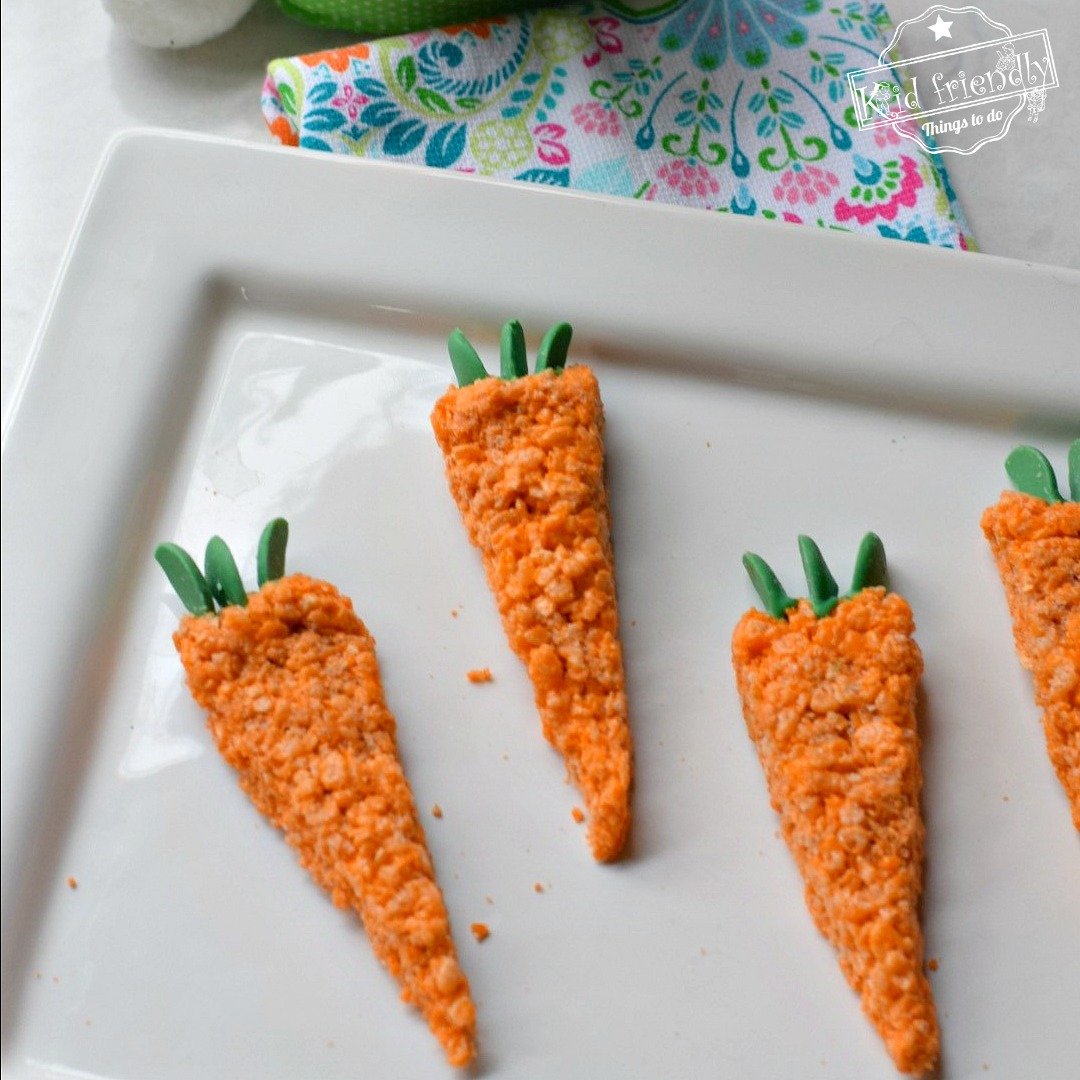 Carrot Shaped Rice Krispies Easter Treats {Fun & Easy Snack Idea} | Kid Friendly Things To Do