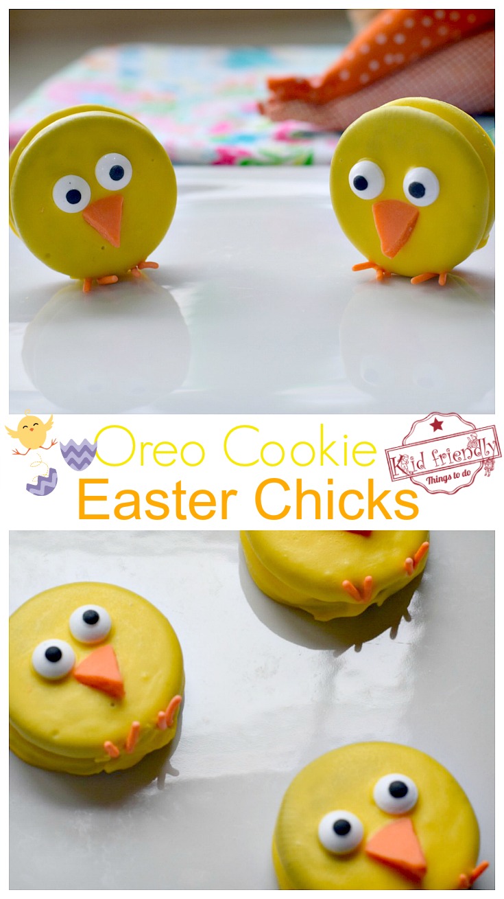 These Easter Chick Treats are perfect for your Easter Celebration. Learn how to make these simple Oreo Cookie Easter Chicks. So easy to make and Perfect for spring or Easter with the kids. - www.kidfriendlythingstodo.com