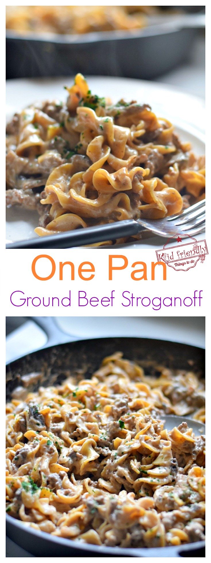 Easy and delicious, creamy one pot Ground Beef Stroganoff made with mushrooms, sour cream and onions. Budget and family friendly. Classic comfort food that's perfect for weeknight family dinner. 