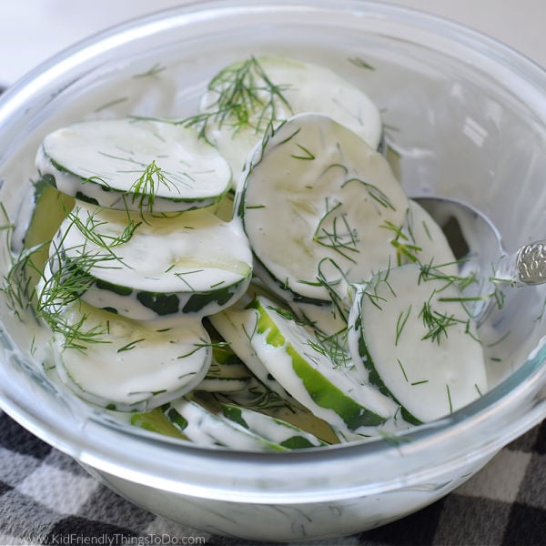 Creamy Cucumber Salad Recipe with Sour Cream, Mayo and Dill