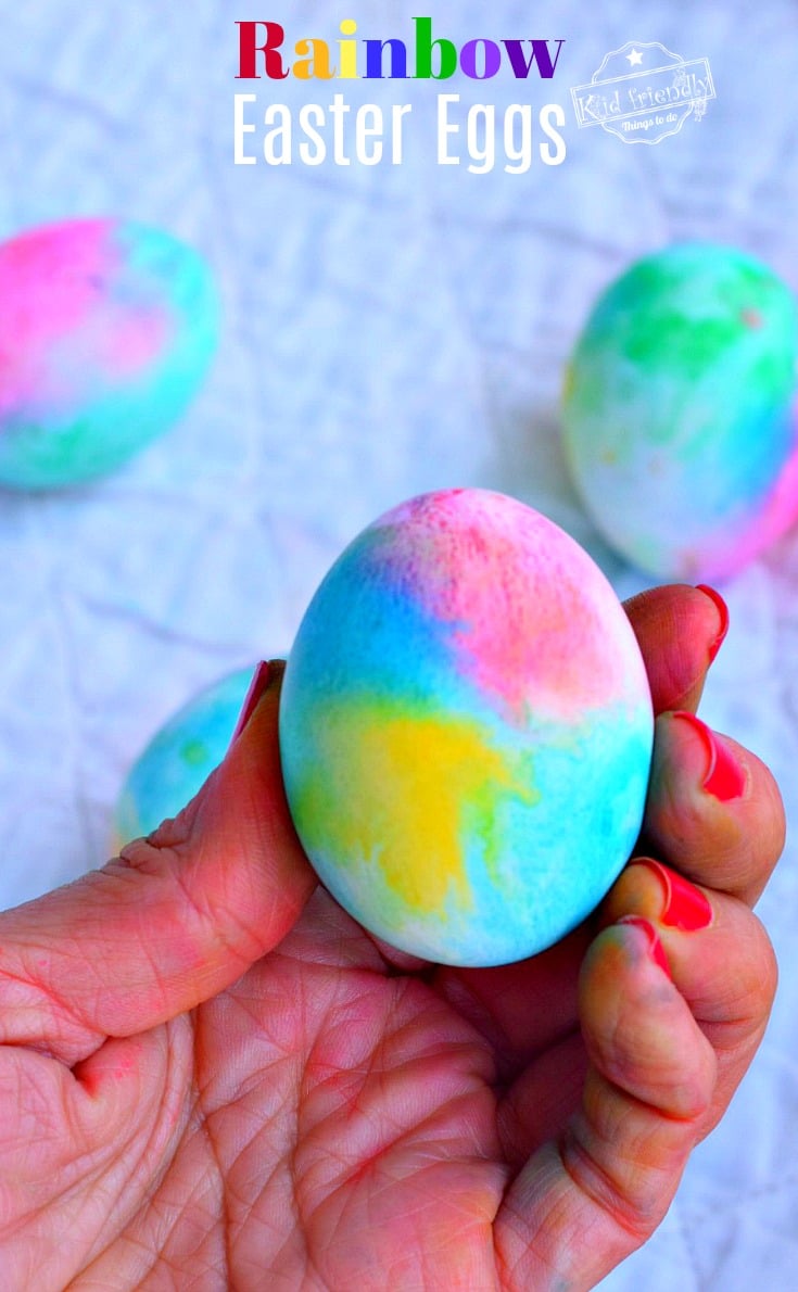 Dye Easter Eggs with Cotton Fabric. Beautiful Rainbow Easter Eggs