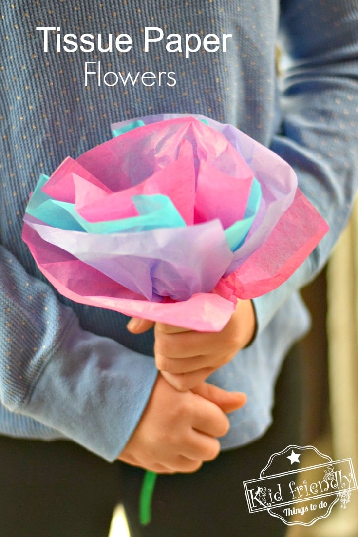 DIY Tissue Paper Flowers For Kids to Make with Pipe Cleaners