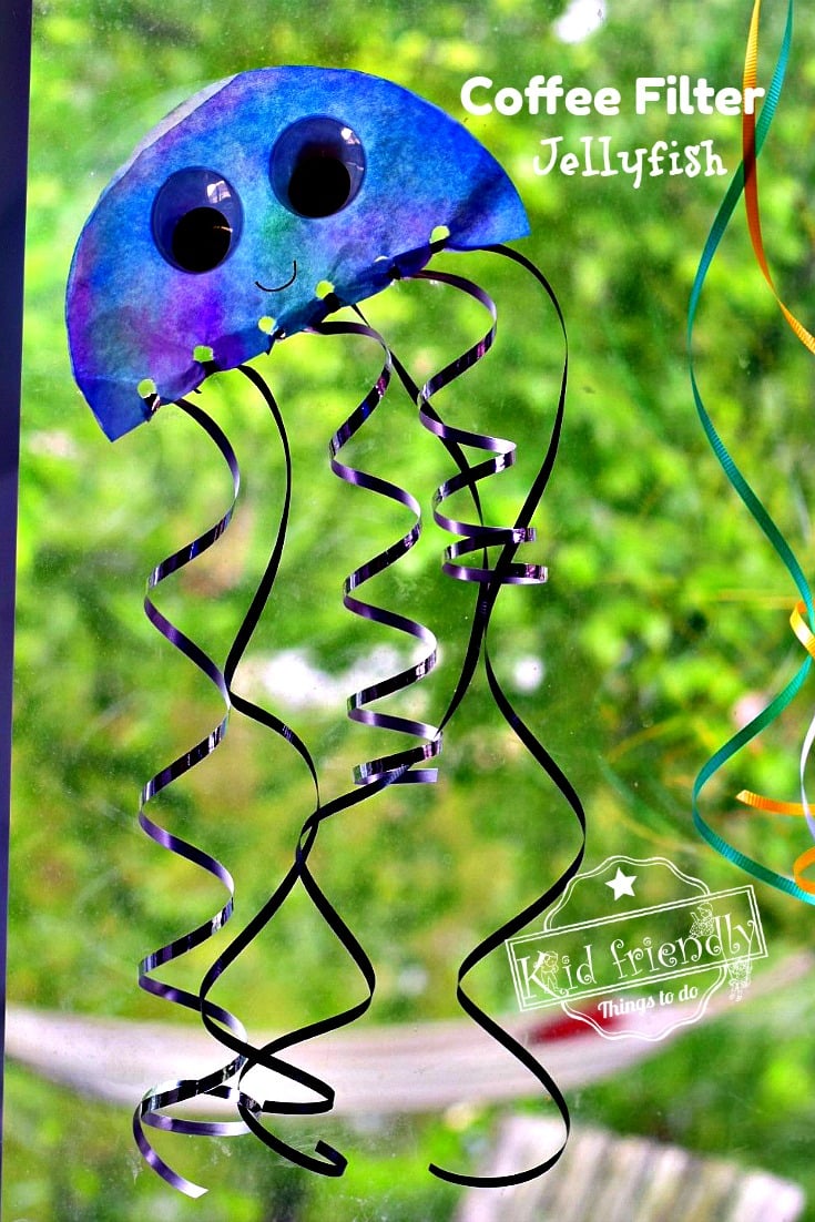 Coffee Filter Jellyfish Easy Ocean Theme Craft for Kids to Make 