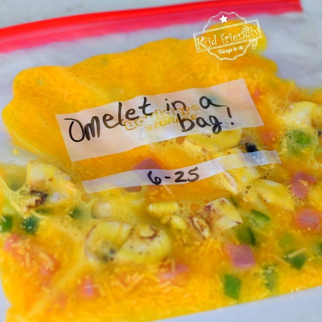 Omelet in a bag for camping