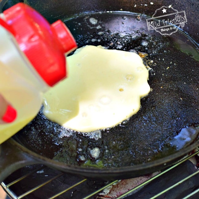 Pancakes on the griddle over the camp fire. Kids loved 'em. : r