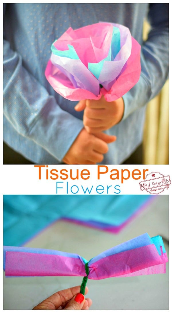 Tissue Paper Flowers with Pipe Cleaner