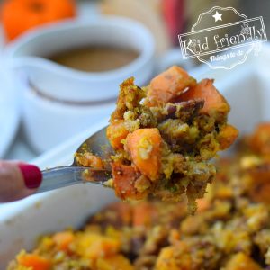 Read more about the article Pecan and Cornbread Stuffing {with Sweet Potatoes and Squash} | Kid Friendly Things To Do