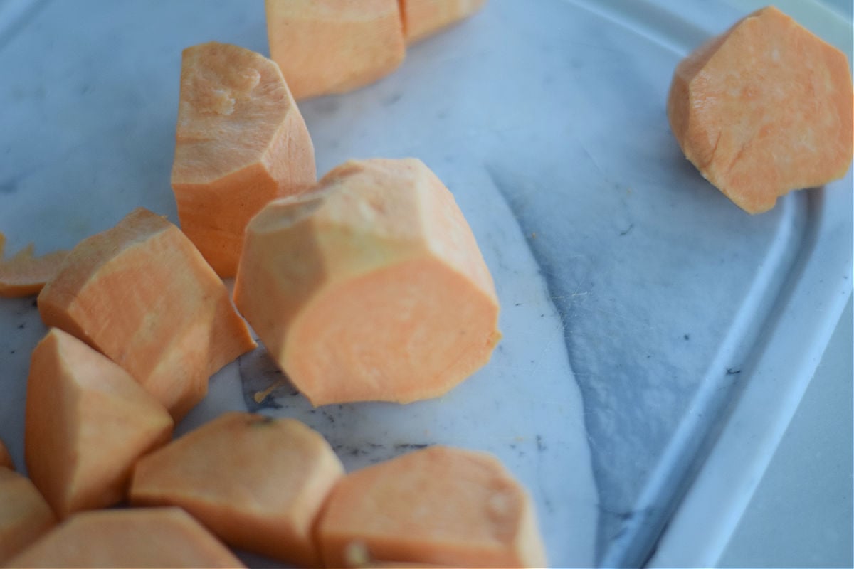 making bacon wrapped sweet potato bites