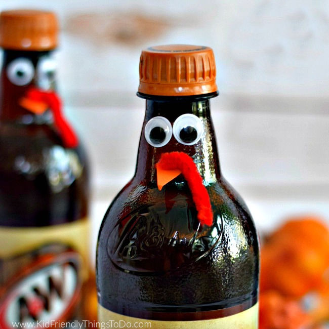 Fun Turkey Root Beer Thanksgiving Drink – Cute Fun Food Craft for the Table