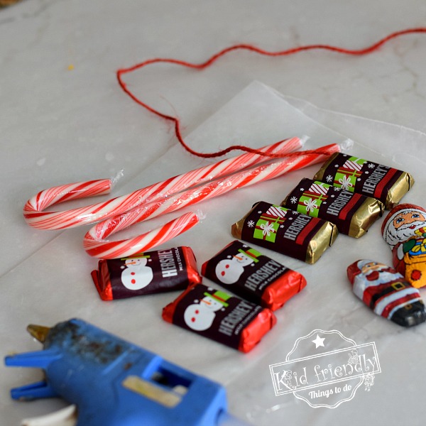 supplies for a Christmas candy sleigh