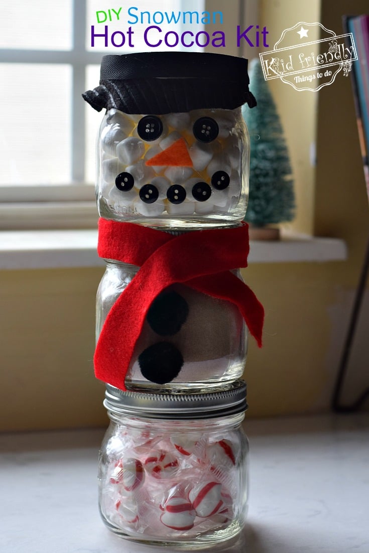 DIY Snowman Hot Chocolate Kit in Jars | Kid Friendly Things To Do