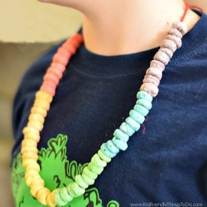 fruit loop necklace for St. Patrick's Day