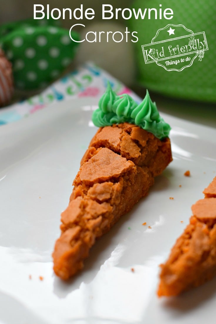 Blonde brownie carrots for a fun Easter Treat