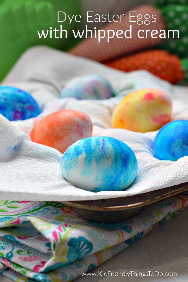 dye eggs with whipped cream 