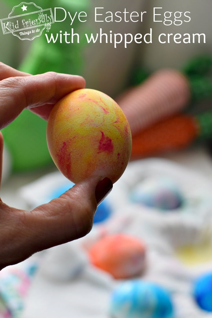 Easter Eggs dyed with whipped cream 