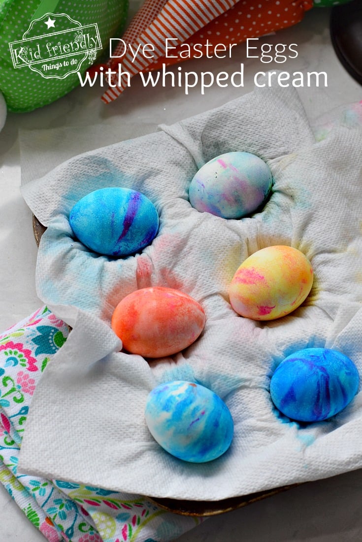 dye Easter eggs with whipped cream