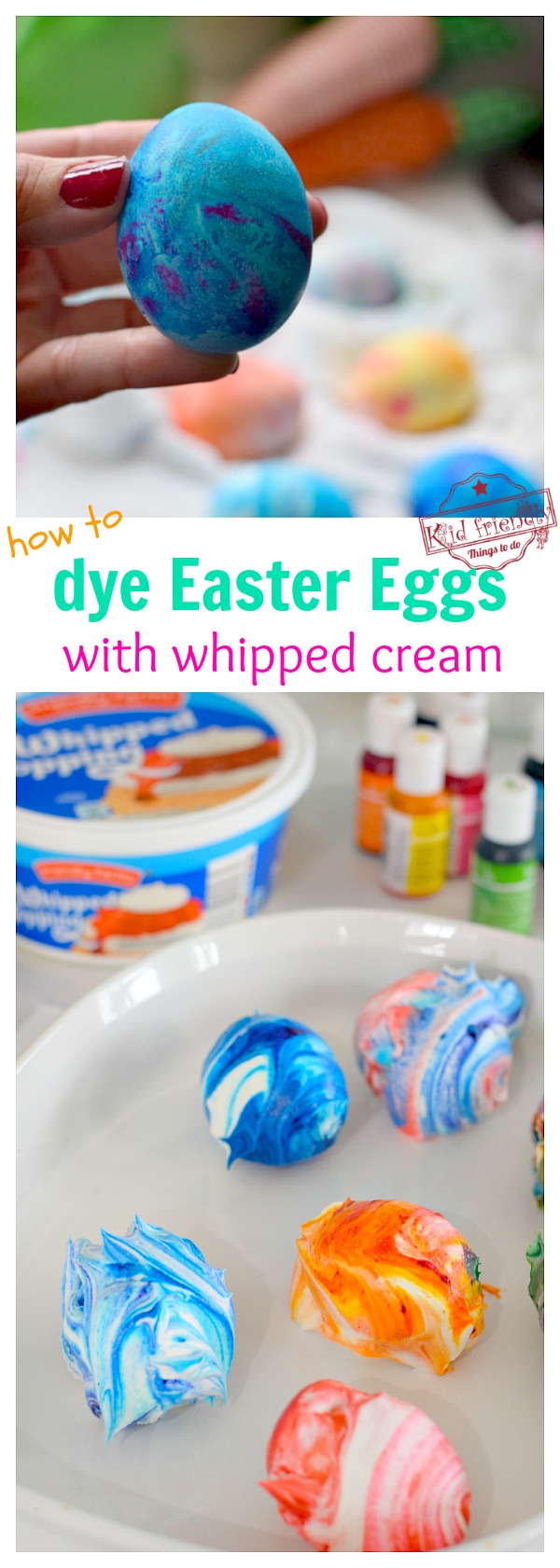 How to Dye Eggs with Whipped Cream {Using Muffin Tins} - Kid Friendly ...