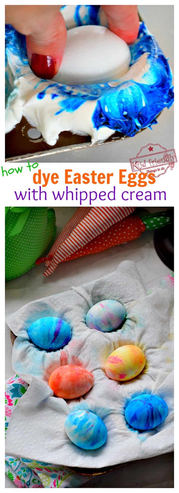 how to dye Easter eggs with whipped cream