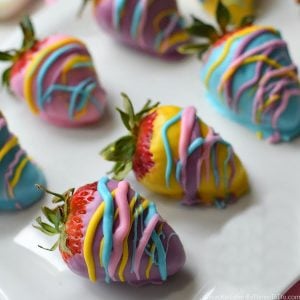 colorful chocolate covered strawberries