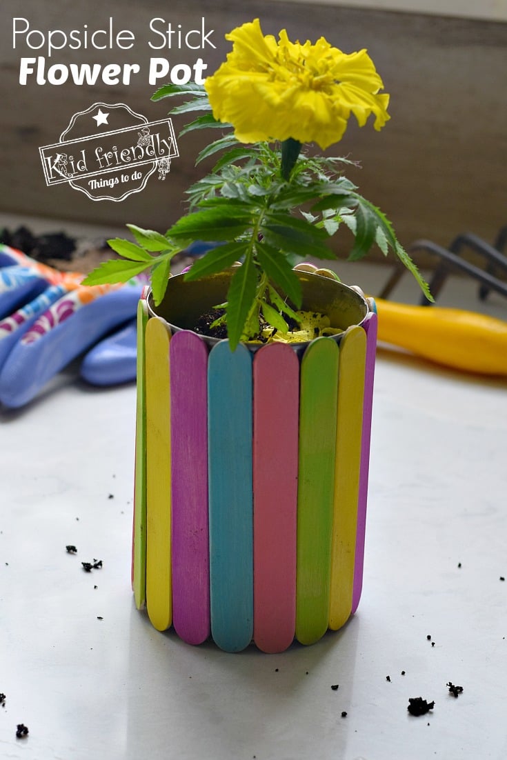 Painted Popsicle Stick Flower Pot Craft Kid Friendly Things To Do