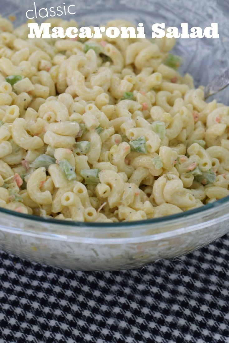 macaroni salad in a bowl 